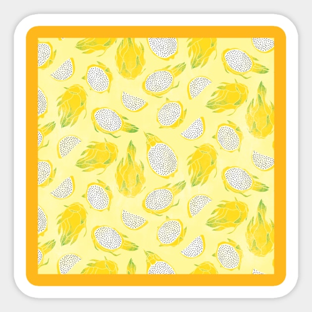 Yellow Dragon Fruit Sticker by Carolina Díaz